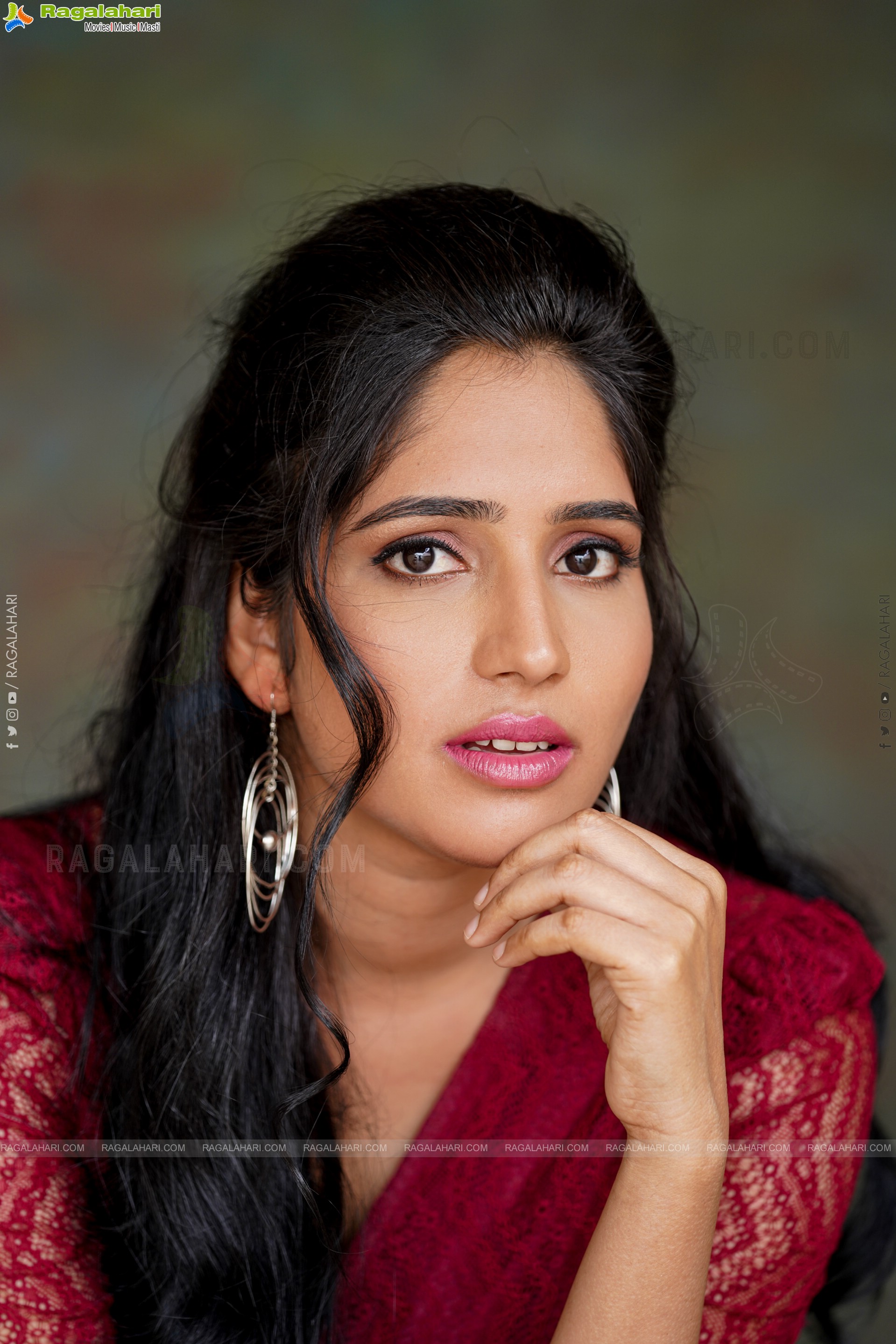 Ayesha in Maroon Crop top and Denim Shorts, Exclusive Photoshoot