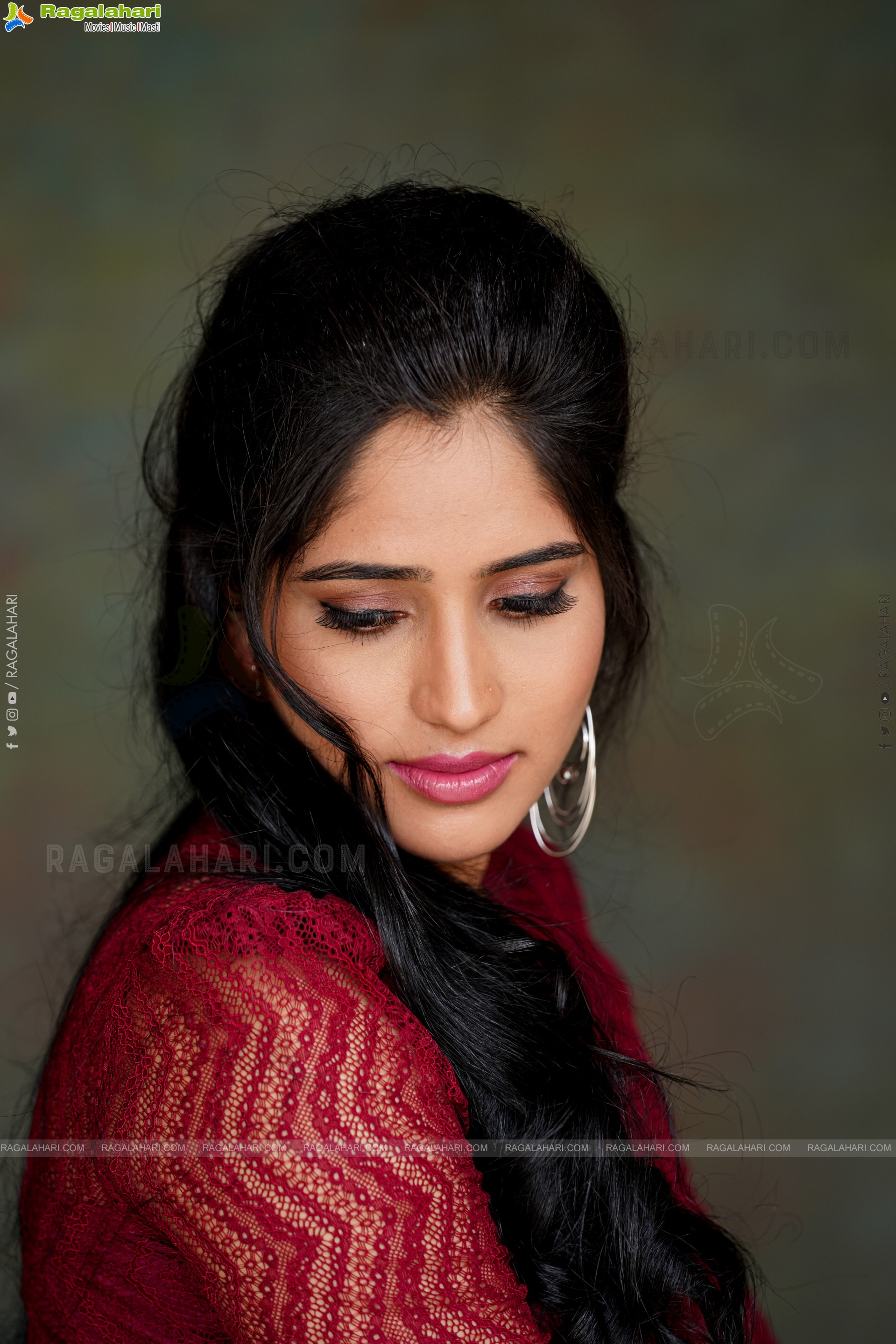 Ayesha in Maroon Crop top and Denim Shorts, Exclusive Photoshoot