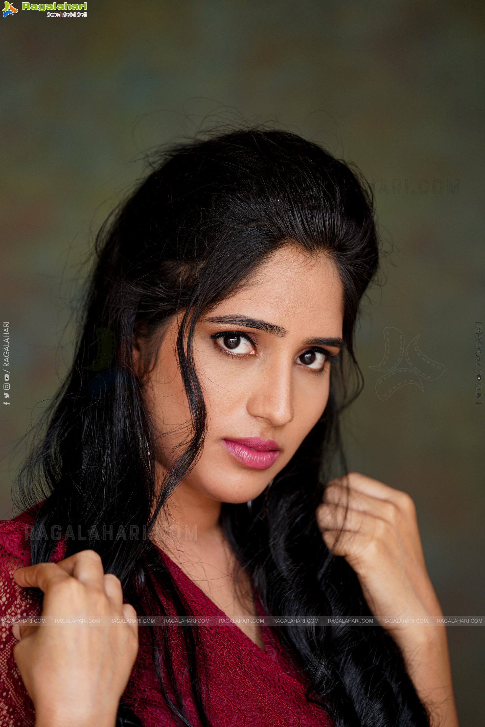 Ayesha in Maroon Crop top and Denim Shorts, Exclusive Photoshoot