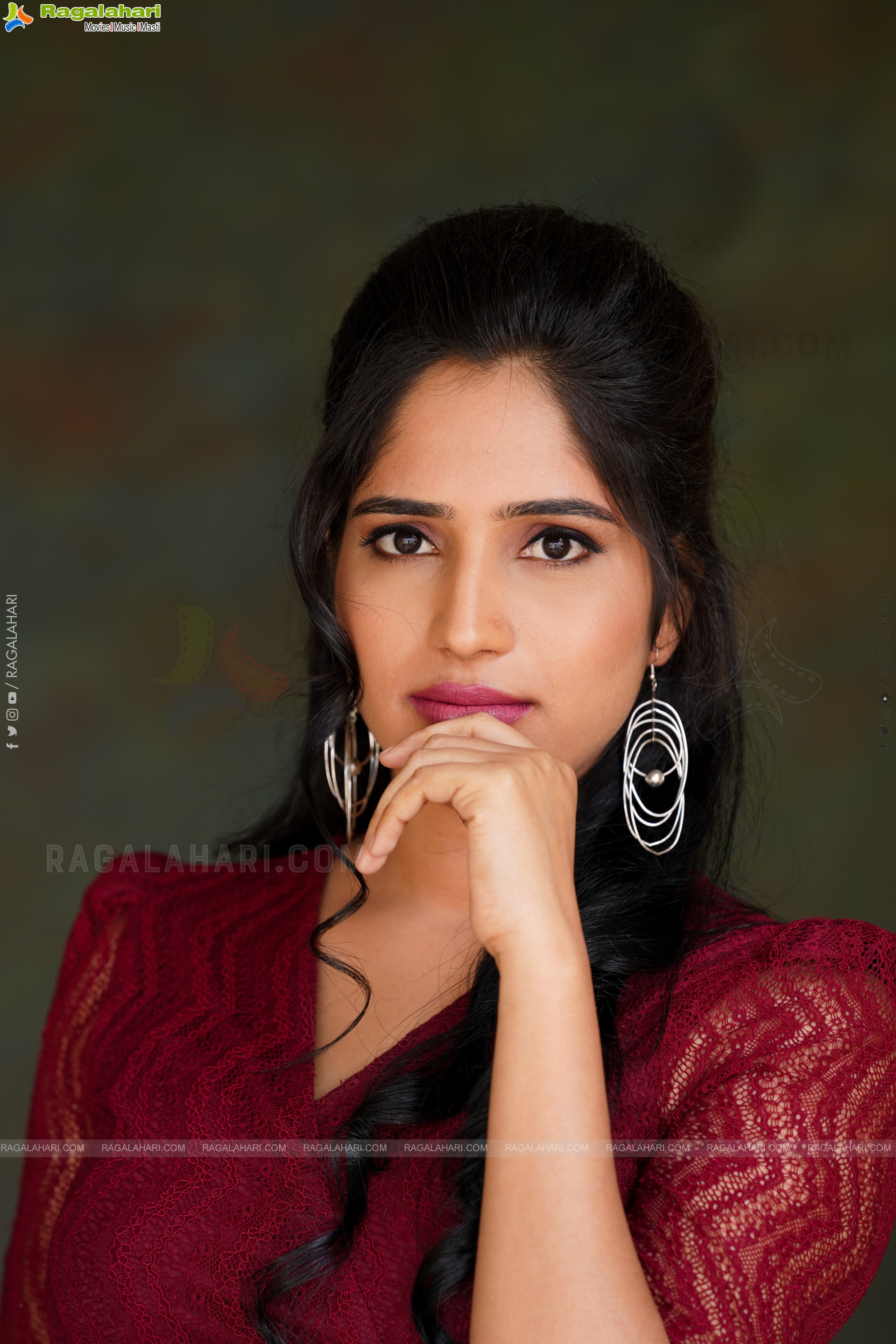 Ayesha in Maroon Crop top and Denim Shorts, Exclusive Photoshoot