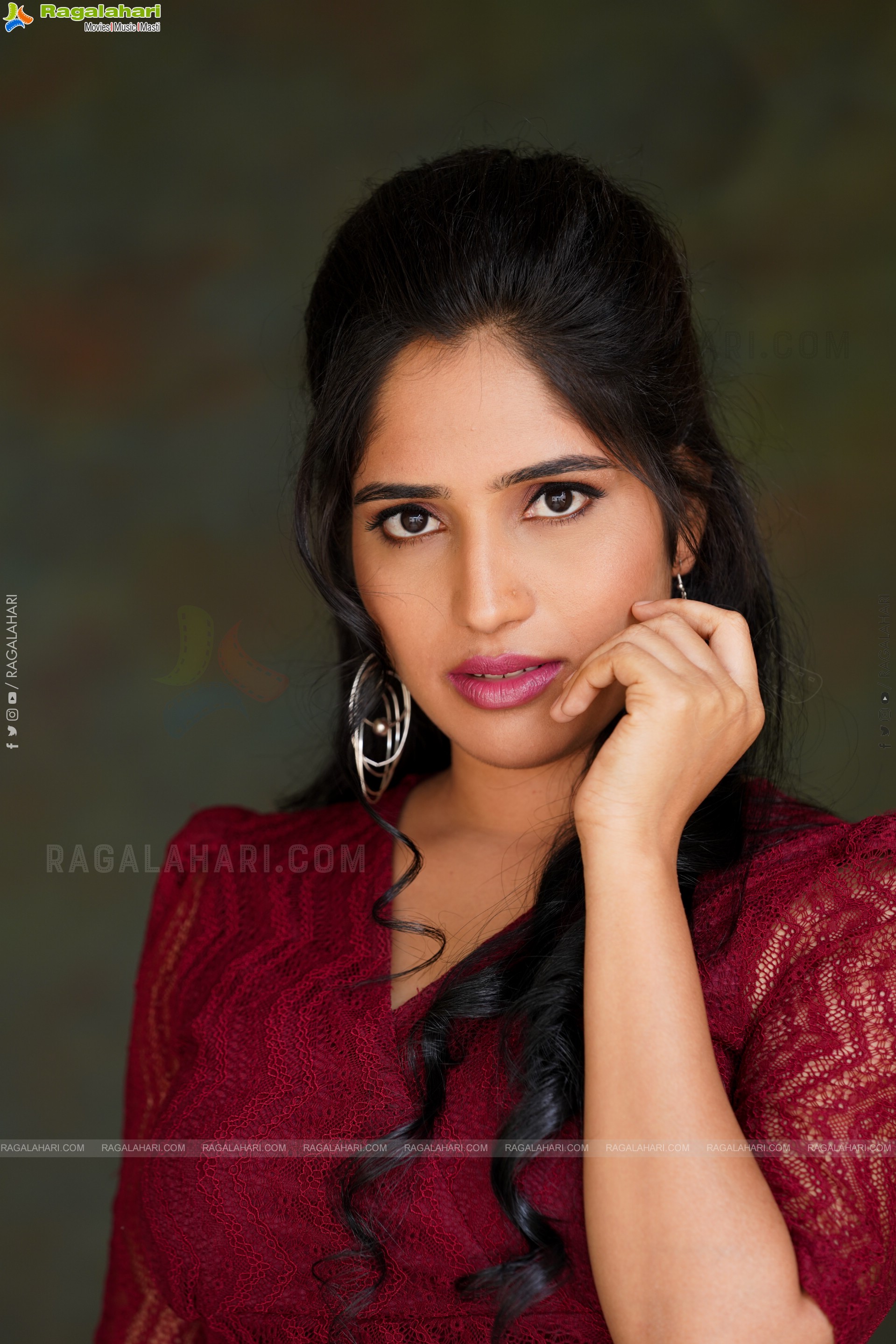 Ayesha in Maroon Crop top and Denim Shorts, Exclusive Photoshoot