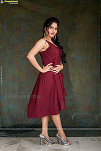 Ayesha in Maroon Ruffle Hem Dress