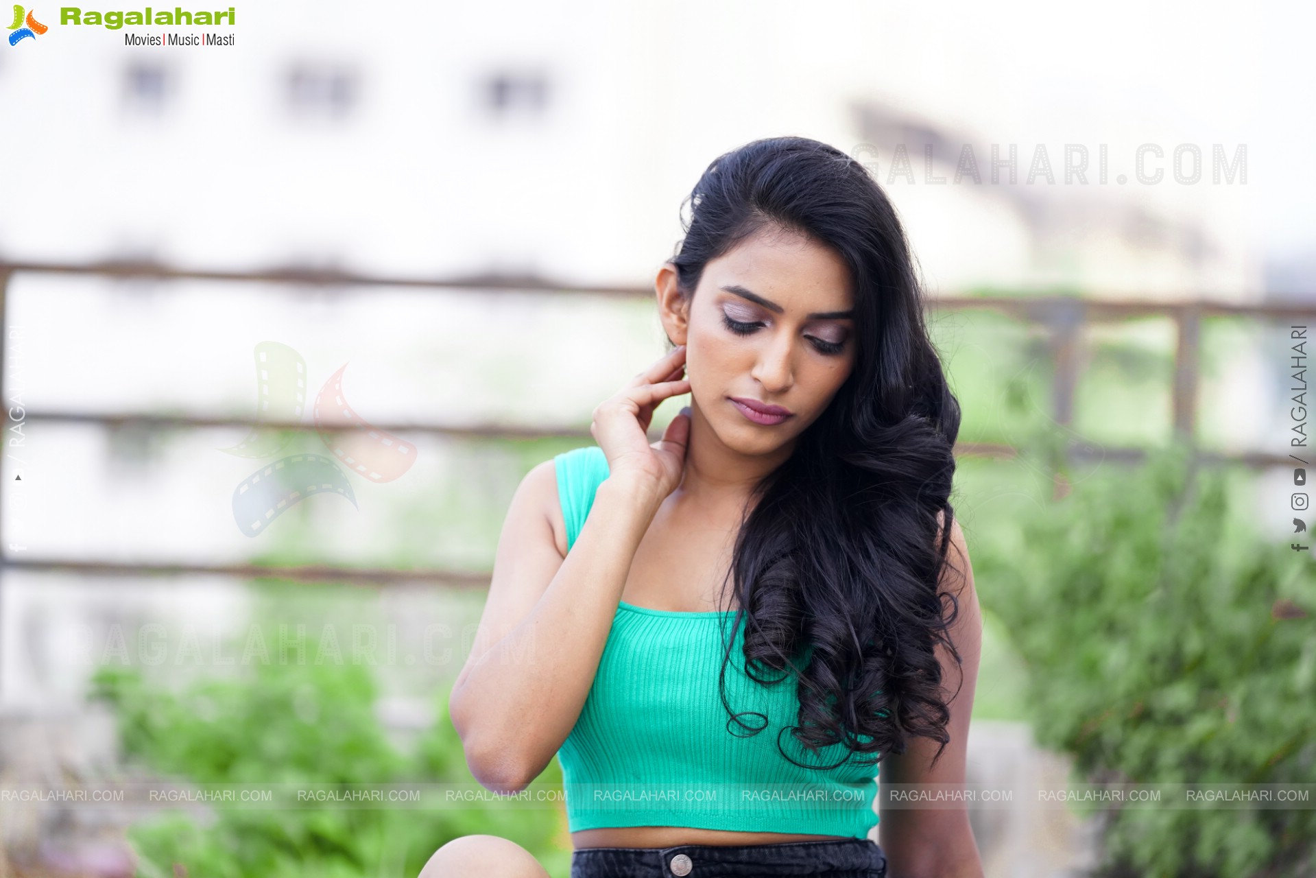 Nikita Gangurde in Cyan Green Crop Top and Black Shorts, Exclusive Photoshoot