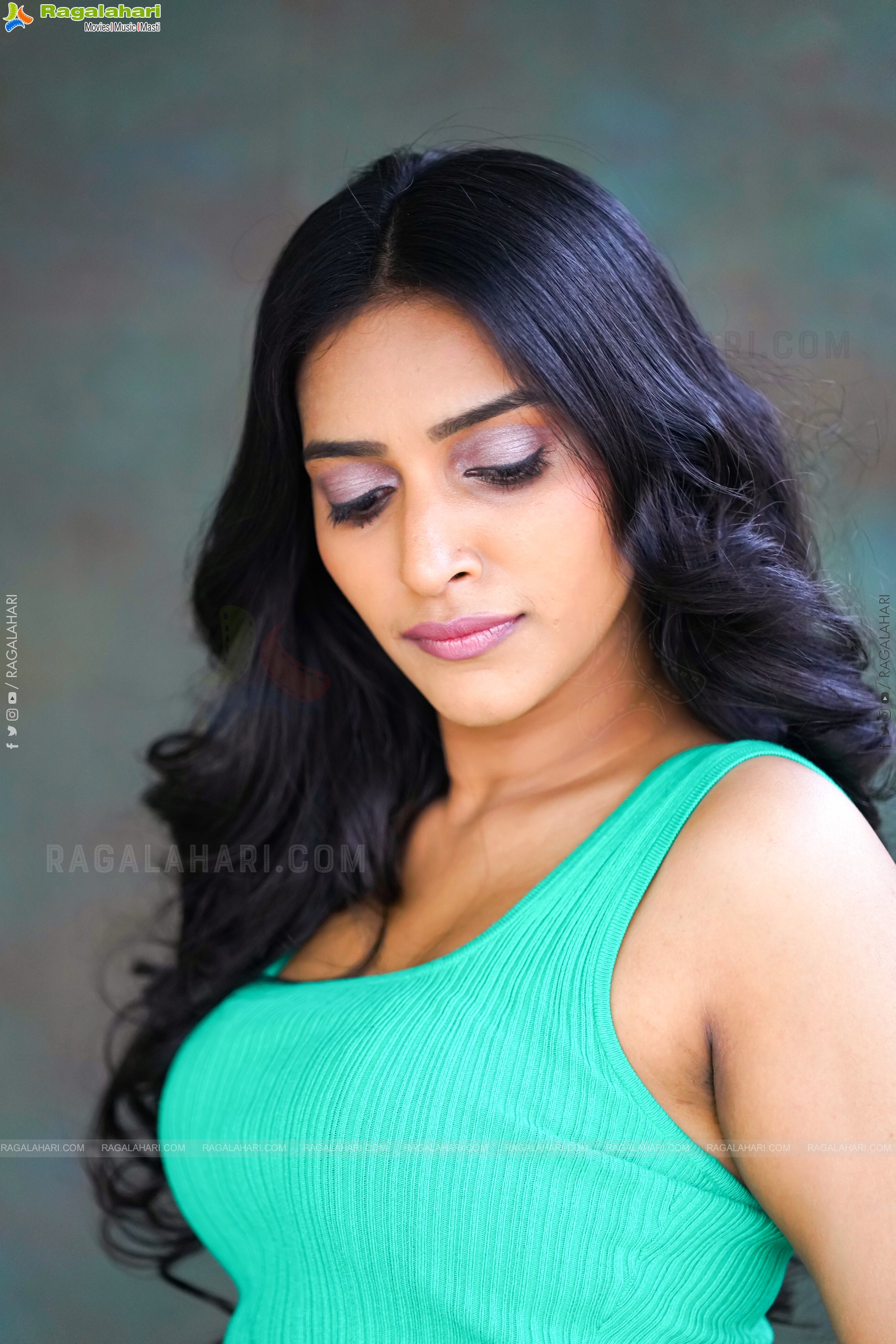 Nikita Gangurde in Cyan Green Crop Top and Black Shorts, Exclusive Photoshoot