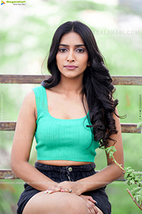 Nikita Gangurde in Cyan Green Crop Top and Black Shorts