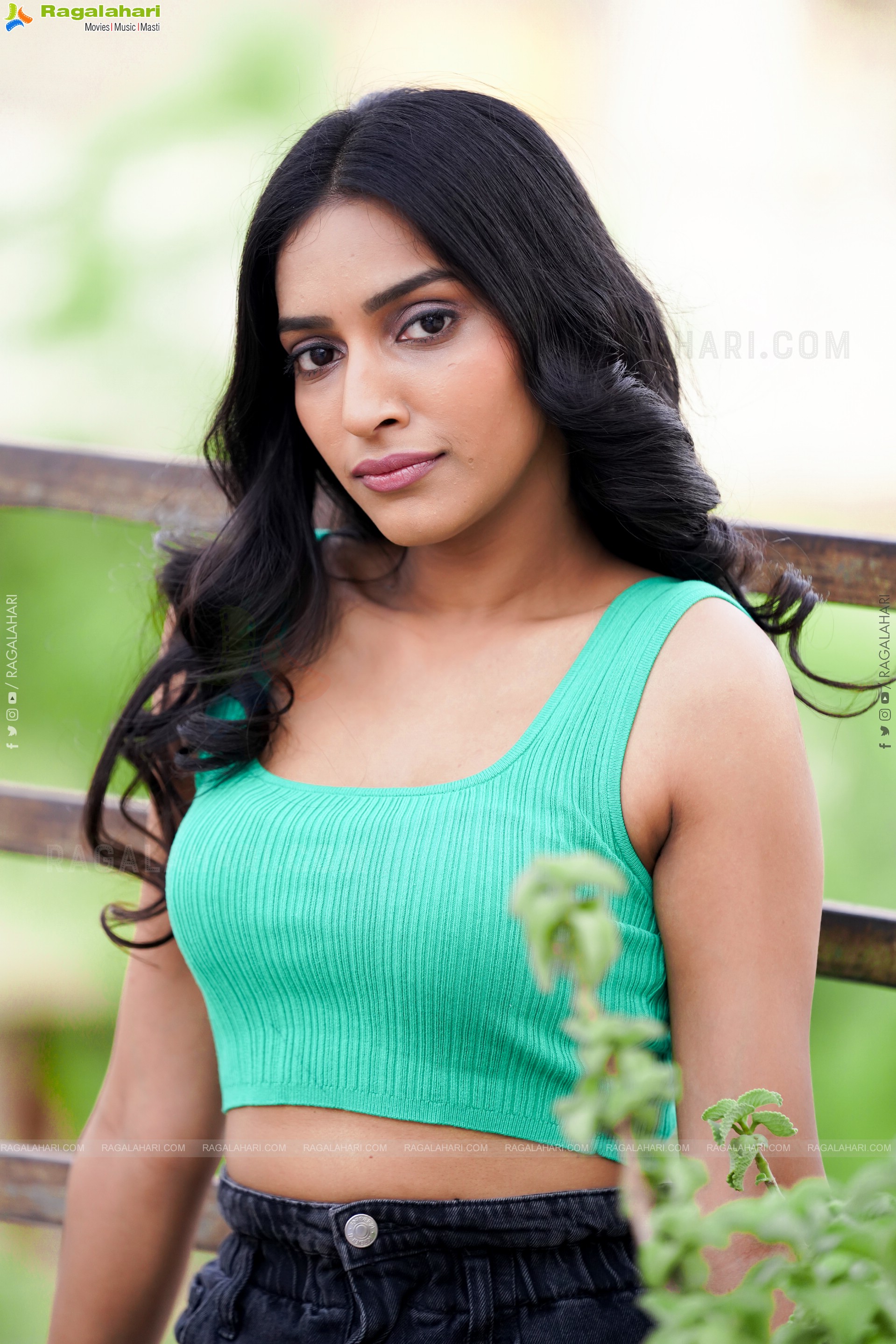 Nikita Gangurde in Cyan Green Crop Top and Black Shorts, Exclusive Photoshoot