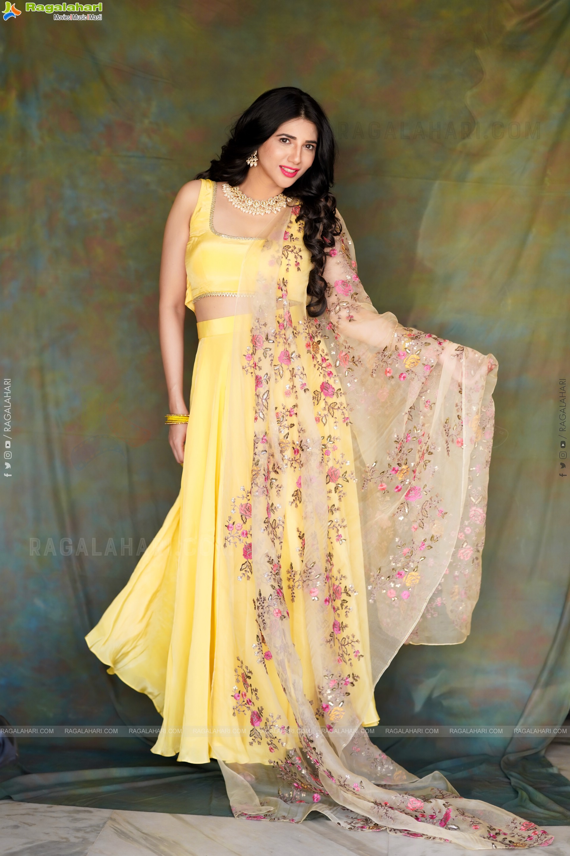 Tanya Pradhan in Light Yellow Designer Lehenga Choli, Exclusive Photo Shoot