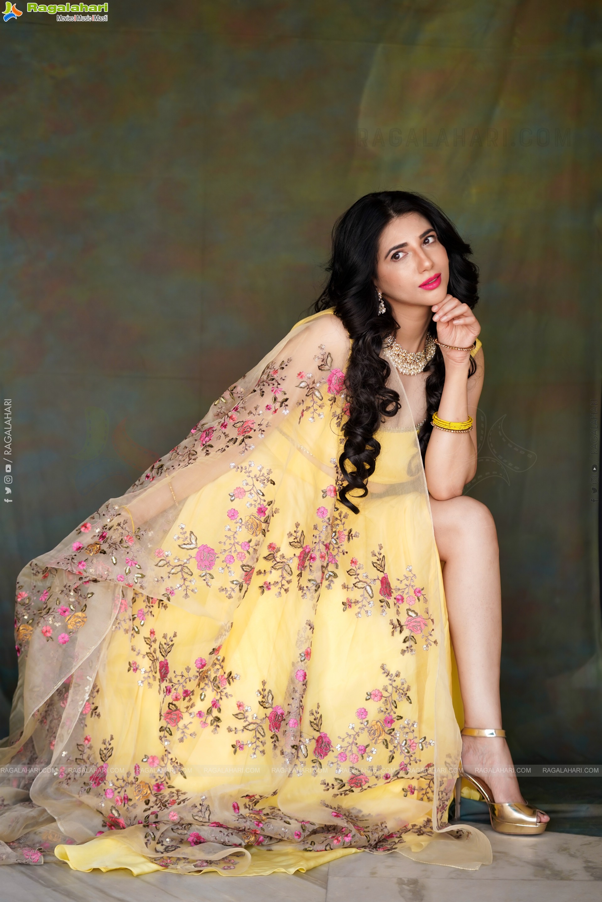 Tanya Pradhan in Light Yellow Designer Lehenga Choli, Exclusive Photo Shoot