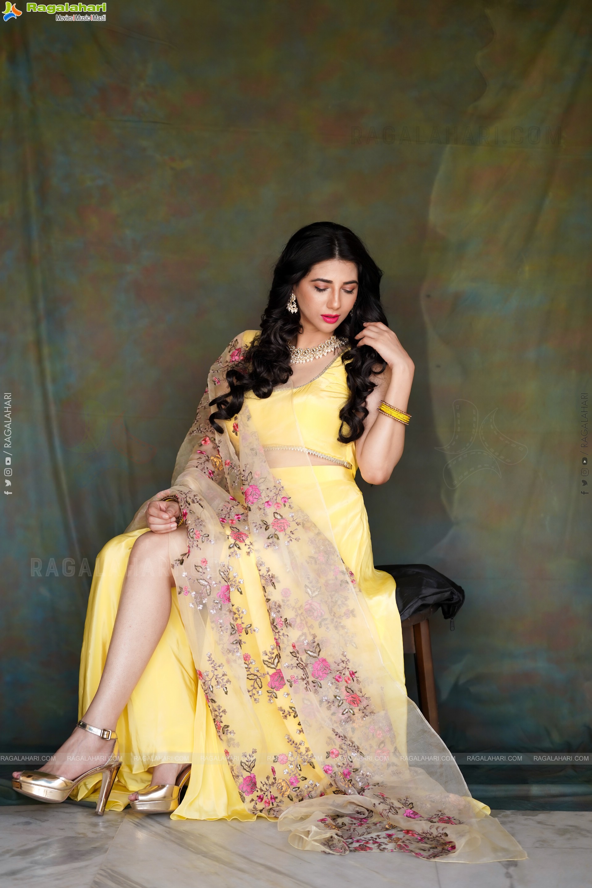 Tanya Pradhan in Light Yellow Designer Lehenga Choli, Exclusive Photo Shoot