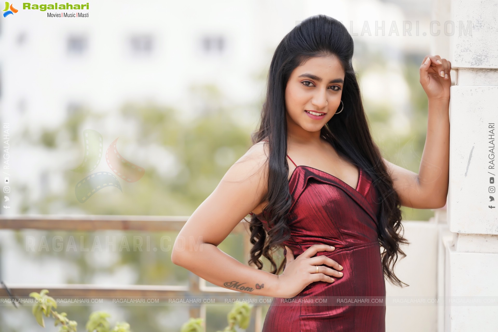 Yuktha in Maroon Slit Dress, Exclusive Photo Shoot