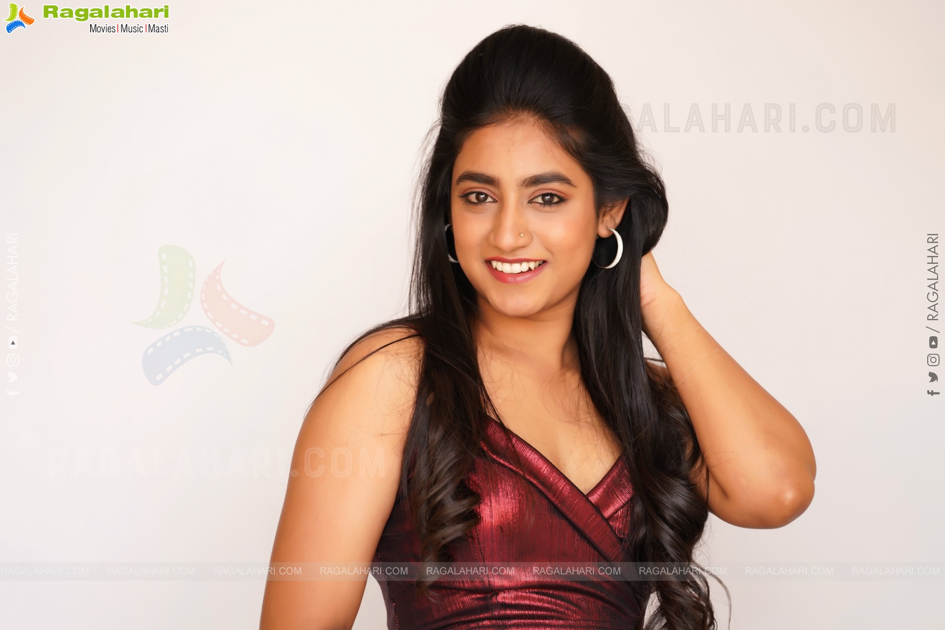 Yuktha in Maroon Slit Dress, Exclusive Photo Shoot