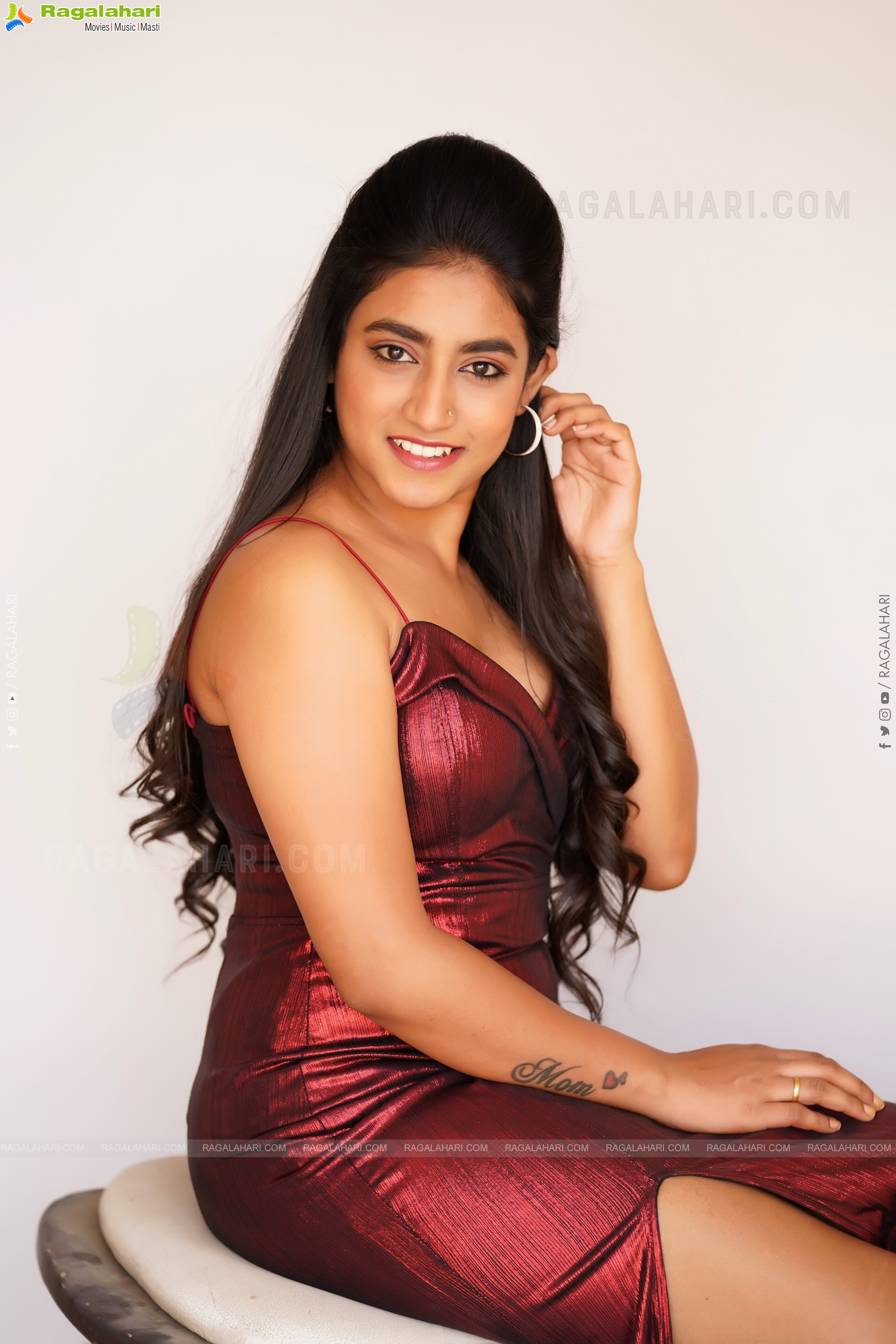 Yuktha in Maroon Slit Dress, Exclusive Photo Shoot