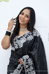 Bhavya Chandrika in Black Saree, HD Gallery