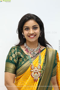 Mounika Ghanta Stills in Yellow Saree, HD Gallery