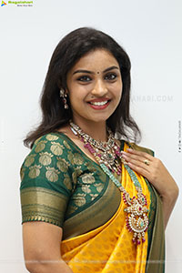 Mounika Ghanta Stills in Yellow Saree, HD Gallery