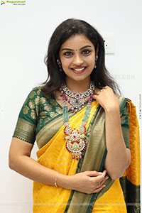 Mounika Ghanta Stills in Yellow Saree, HD Gallery