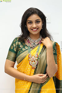 Mounika Ghanta Stills in Yellow Saree, HD Gallery