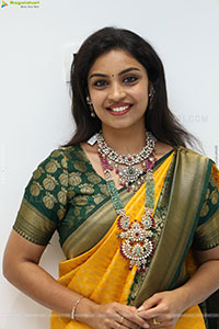 Mounika Ghanta Stills in Yellow Saree, HD Gallery