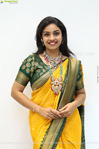 Mounika Ghanta Stills in Yellow Saree, HD Gallery