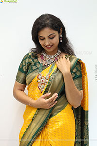 Mounika Ghanta Stills in Yellow Saree, HD Gallery