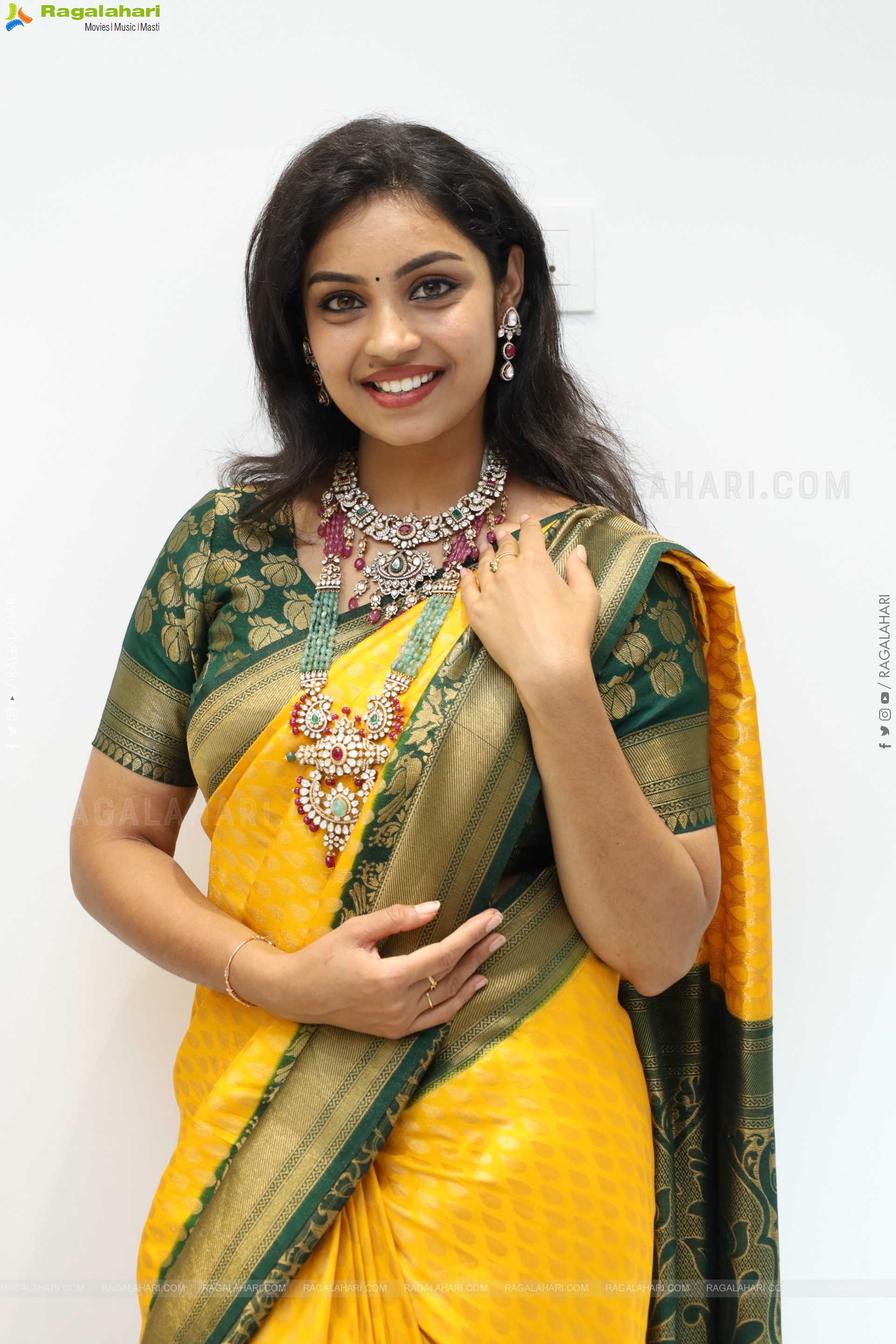 Mounika Ghanta Stills in Yellow Saree, HD Gallery