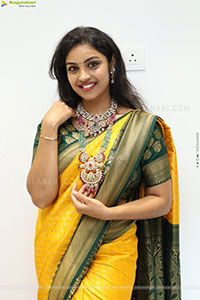 Mounika Ghanta Stills in Yellow Saree, HD Gallery