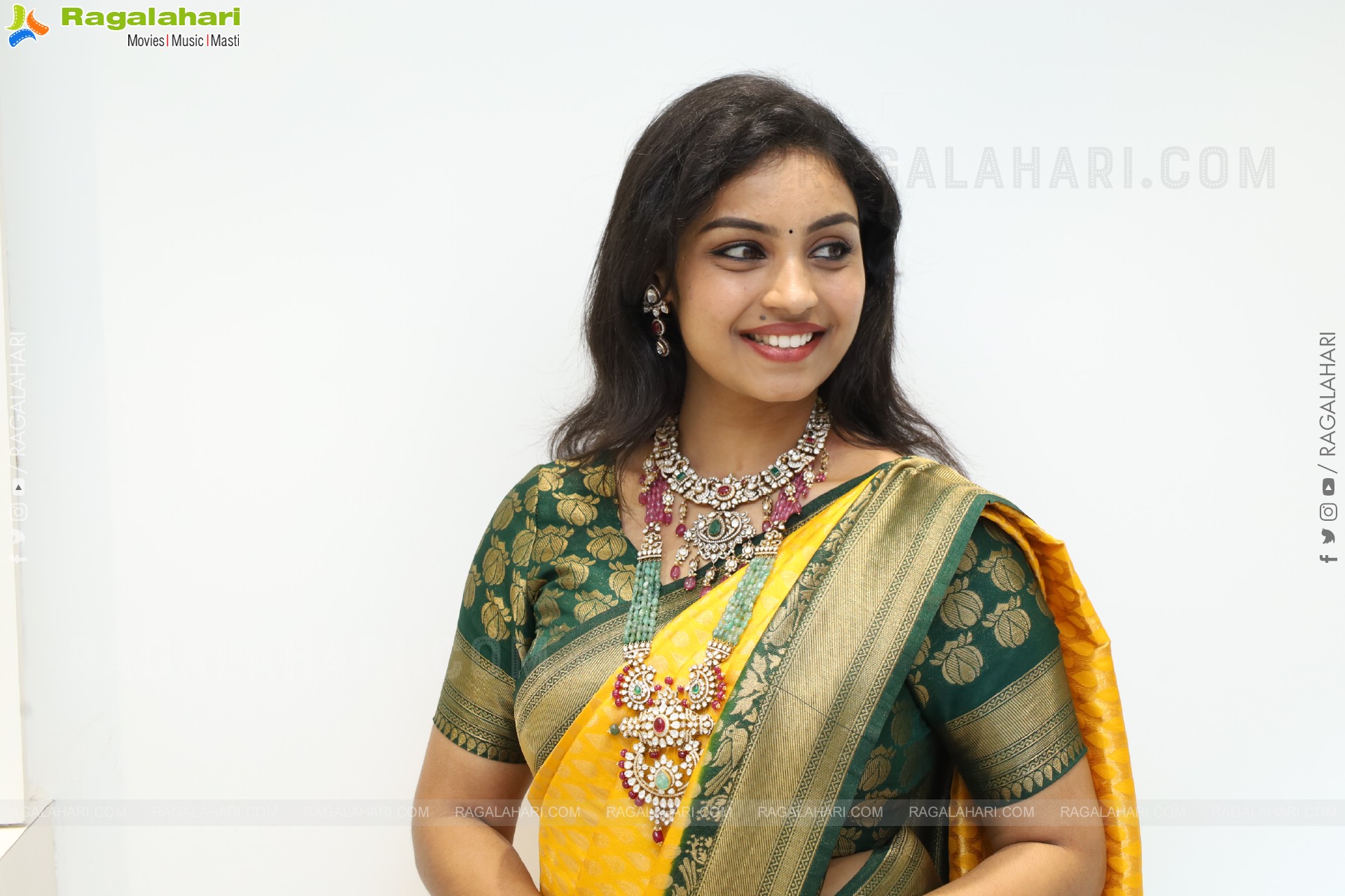 Mounika Ghanta Stills in Yellow Saree, HD Gallery