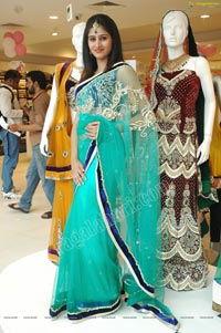 Beautiful Model Shamili in Cool Blue Net Saree