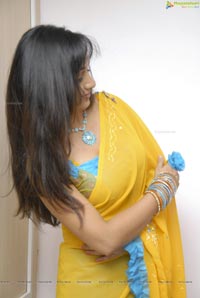 Beautiful Madhavi Latha in Yellow Saree