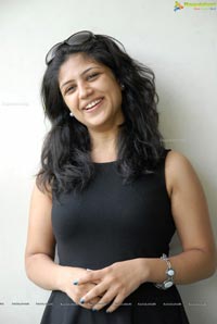 Supriya in Black Sleeveless Frock