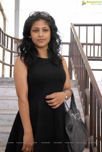 Supriya in Black Sleeveless Frock