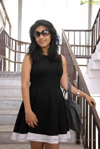 Supriya in Black Sleeveless Frock