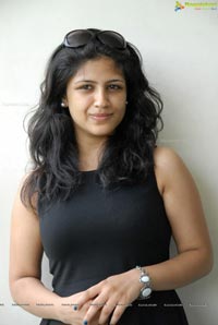 Supriya in Black Sleeveless Frock