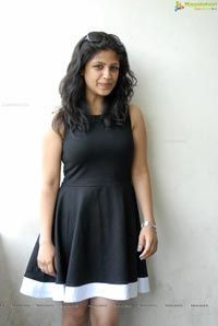 Supriya in Black Sleeveless Frock