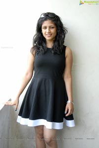 Supriya in Black Sleeveless Frock