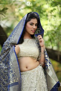 Barsha Bhuyan In Ivory Resham Lehenga