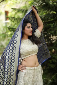 Barsha Bhuyan In Ivory Resham Lehenga