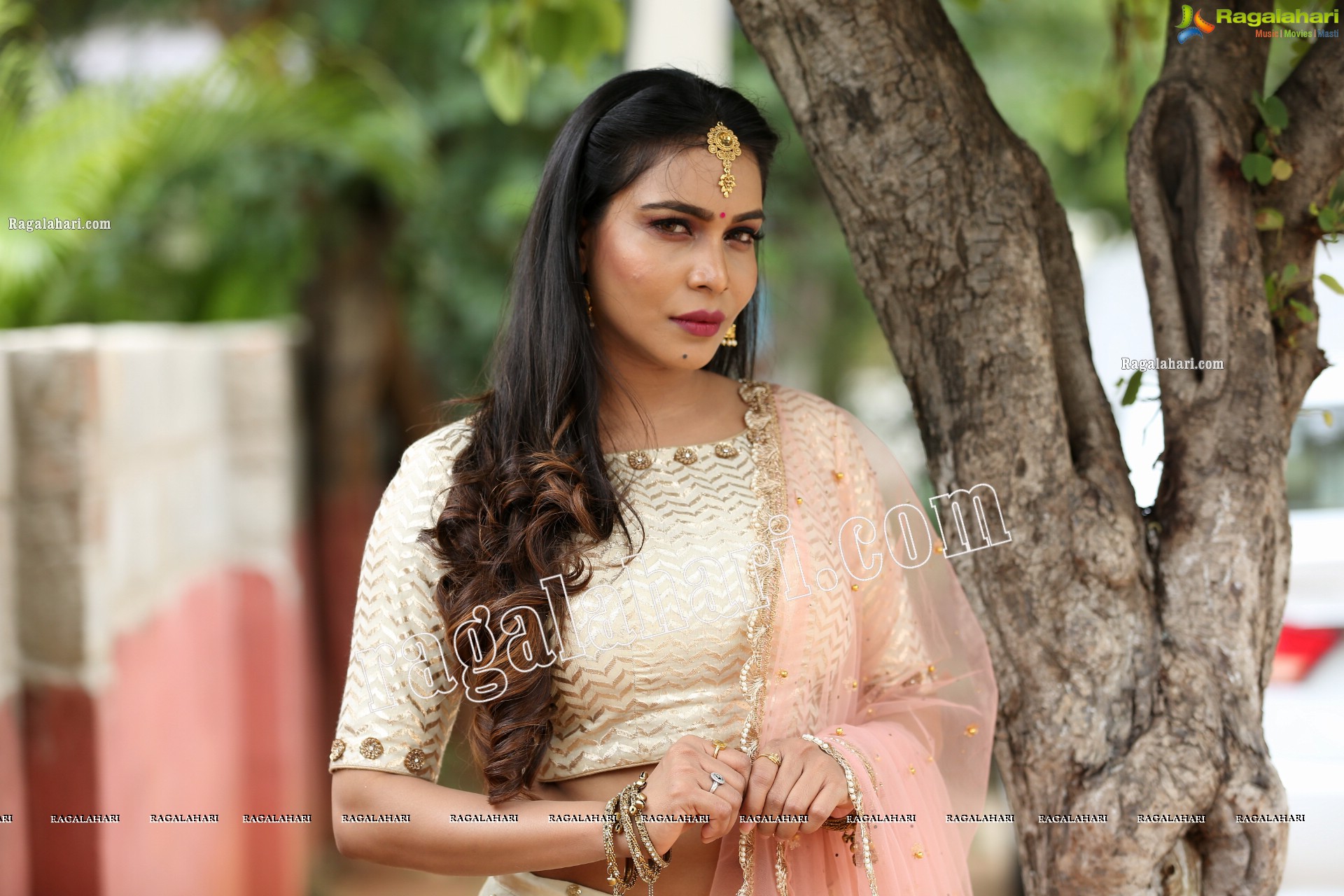 Sanjana Anne in Off White Lehenga Choli Exclusive Photo Shoot