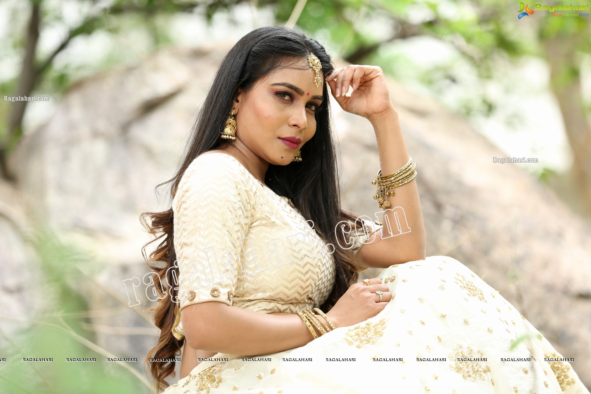 Sanjana Anne in Off White Lehenga Choli Exclusive Photo Shoot