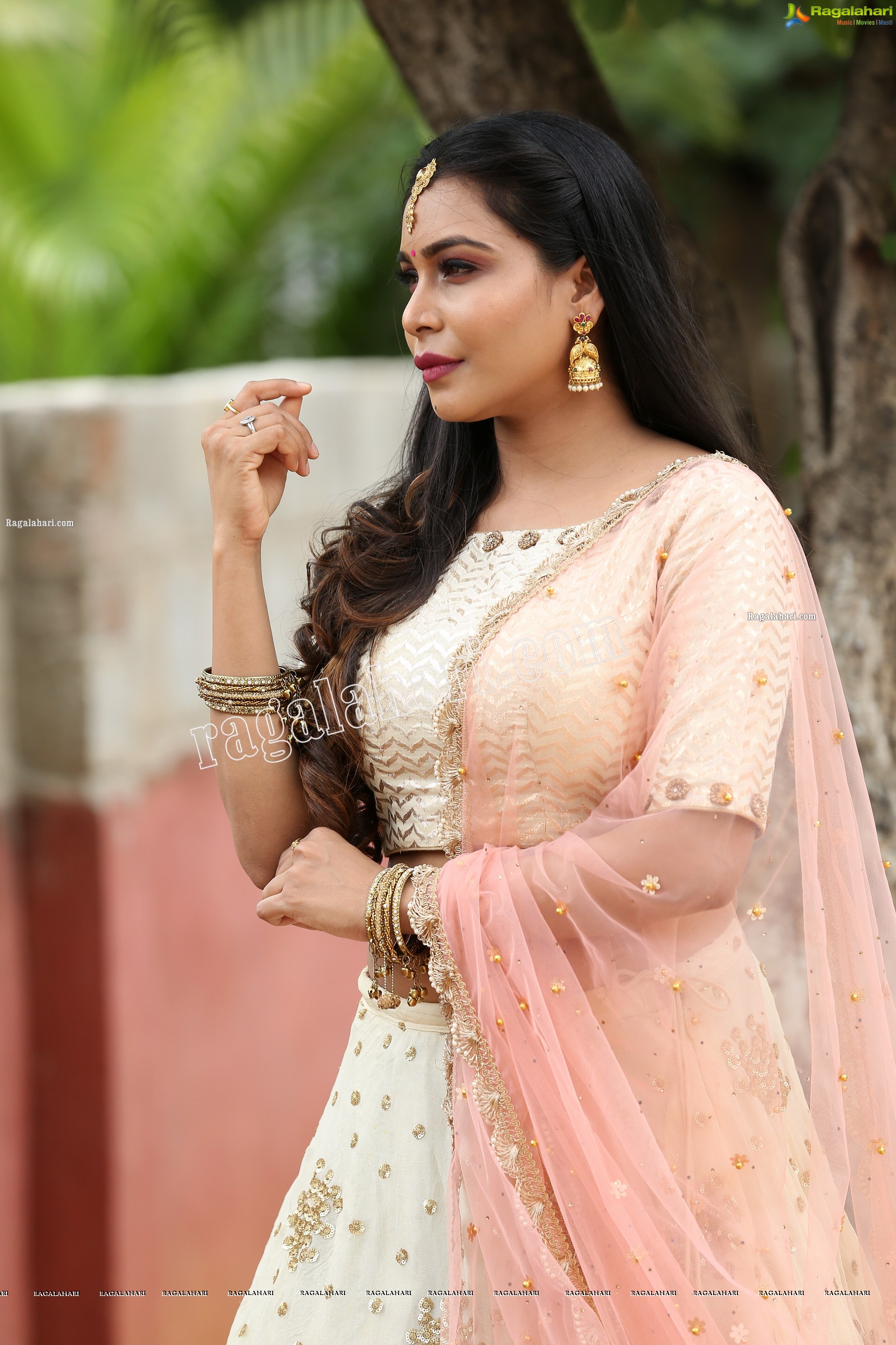 Sanjana Anne in Off White Lehenga Choli Exclusive Photo Shoot