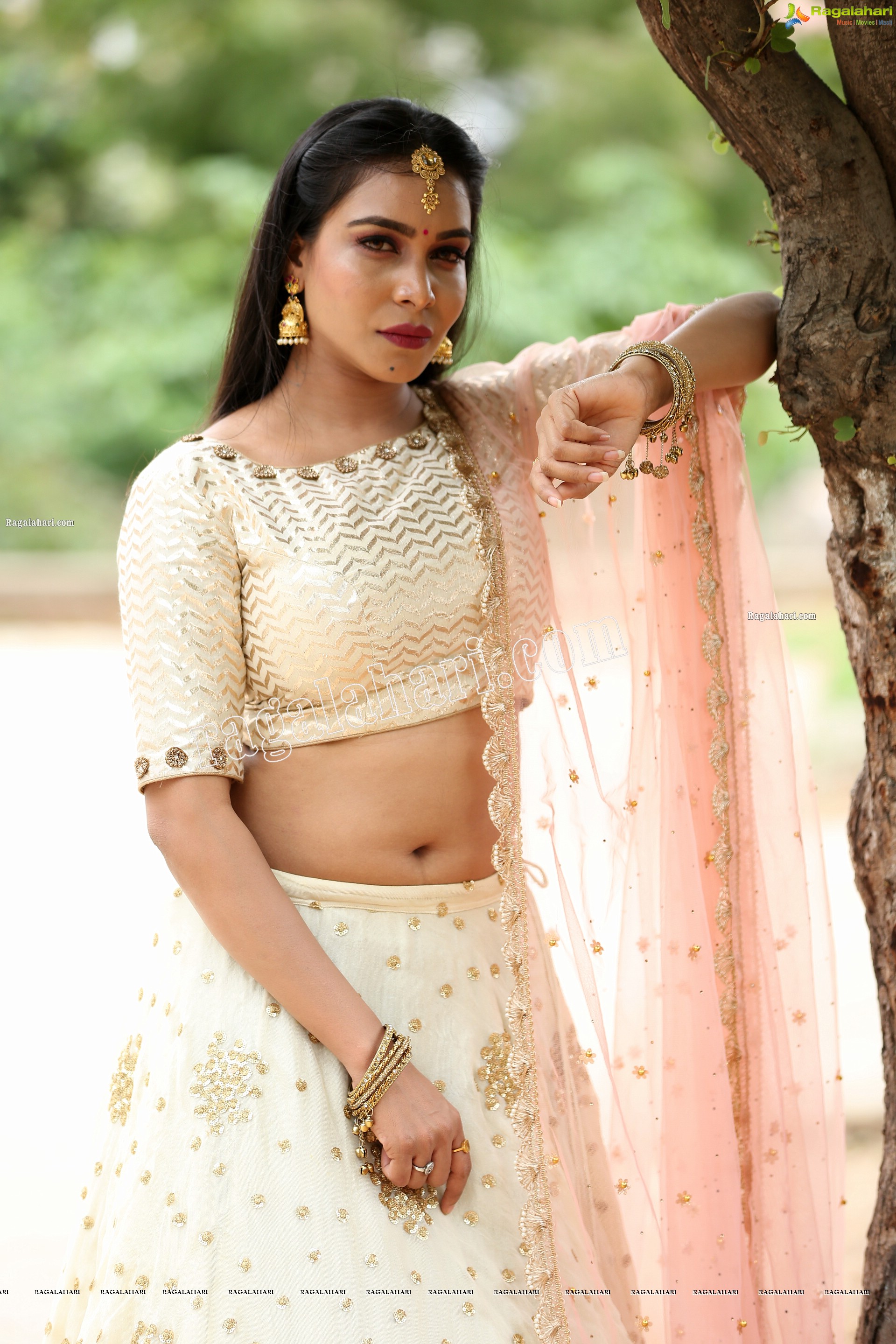 Sanjana Anne in Off White Lehenga Choli Exclusive Photo Shoot