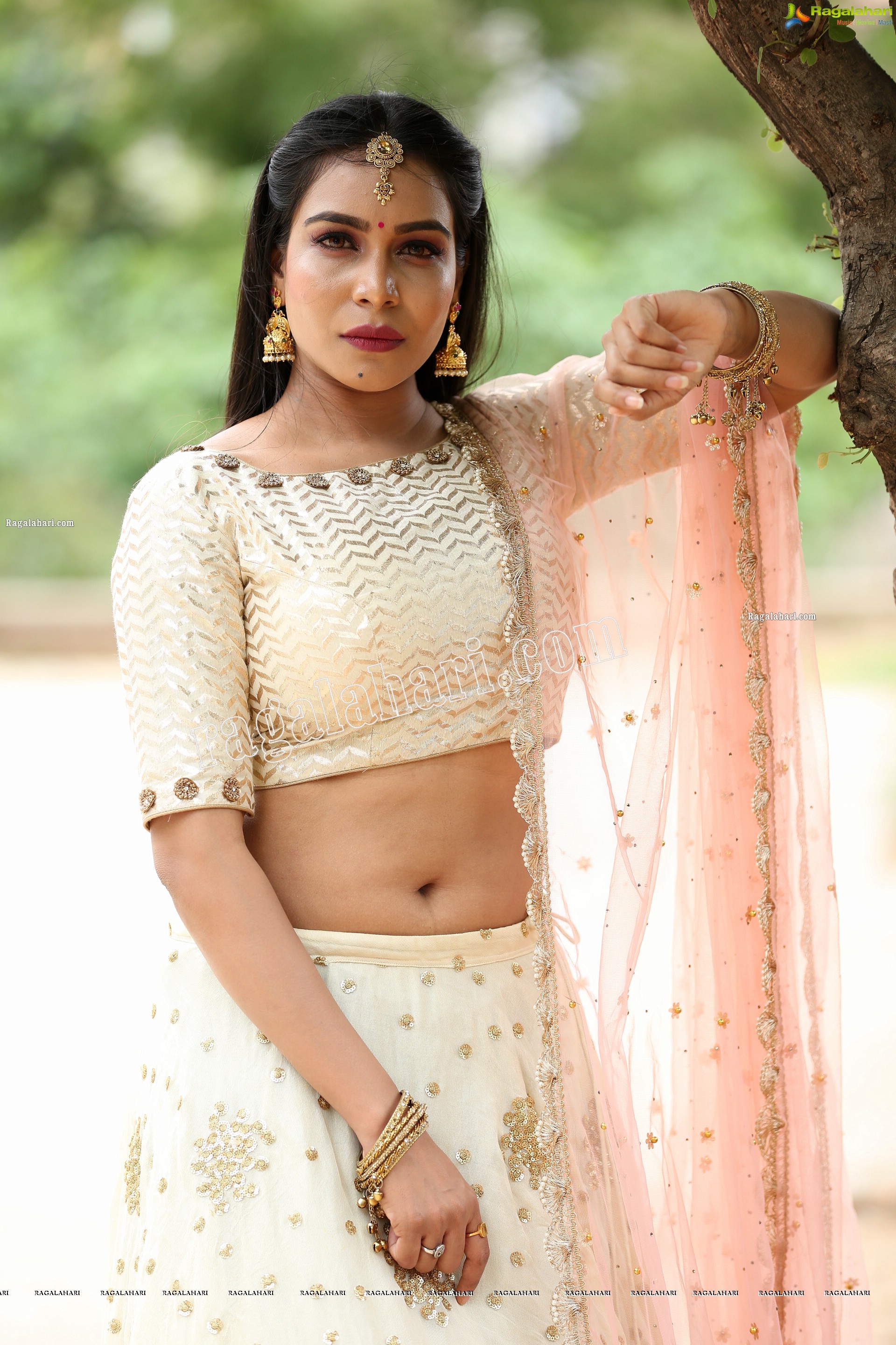 Sanjana Anne in Off White Lehenga Choli Exclusive Photo Shoot