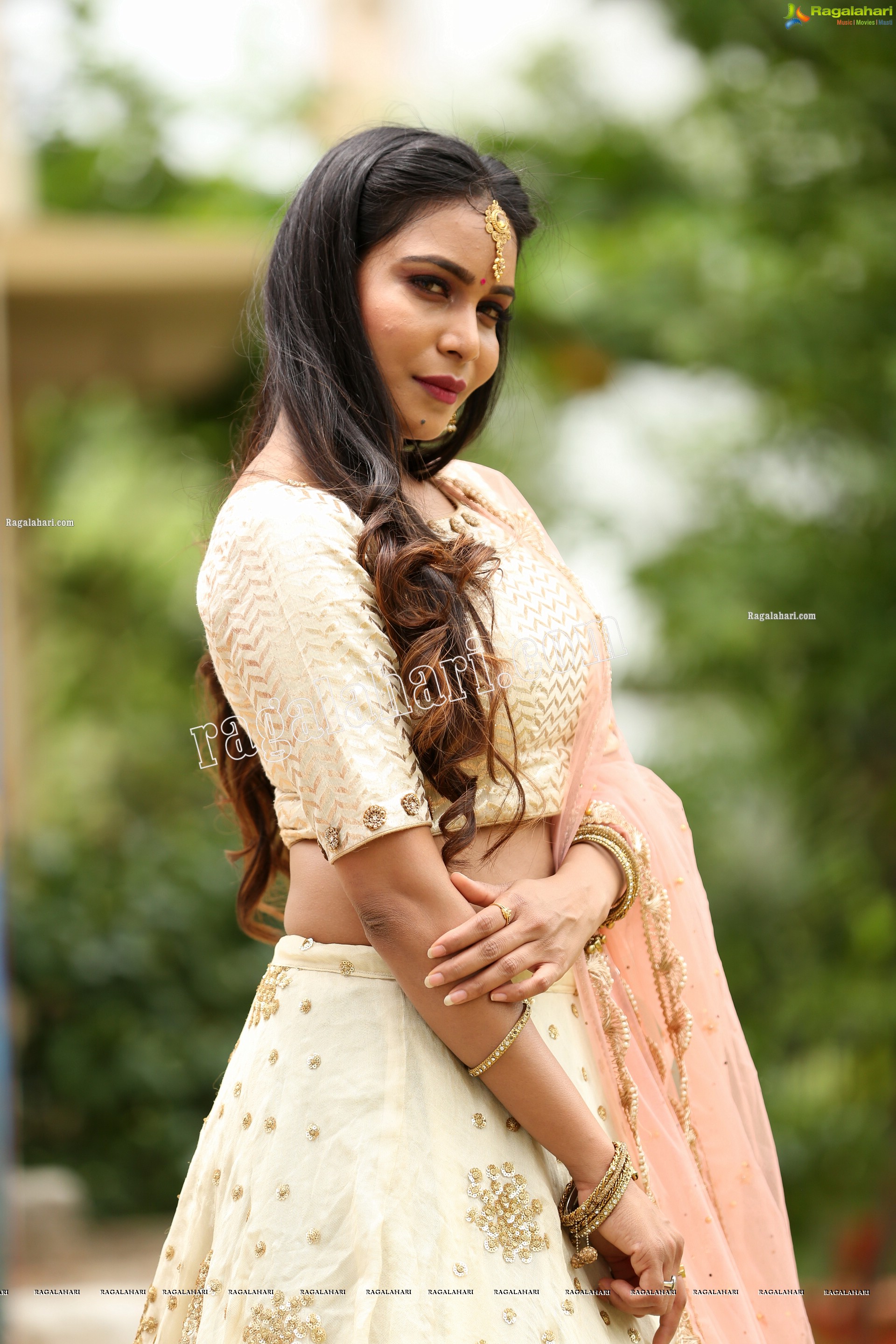 Sanjana Anne in Off White Lehenga Choli Exclusive Photo Shoot