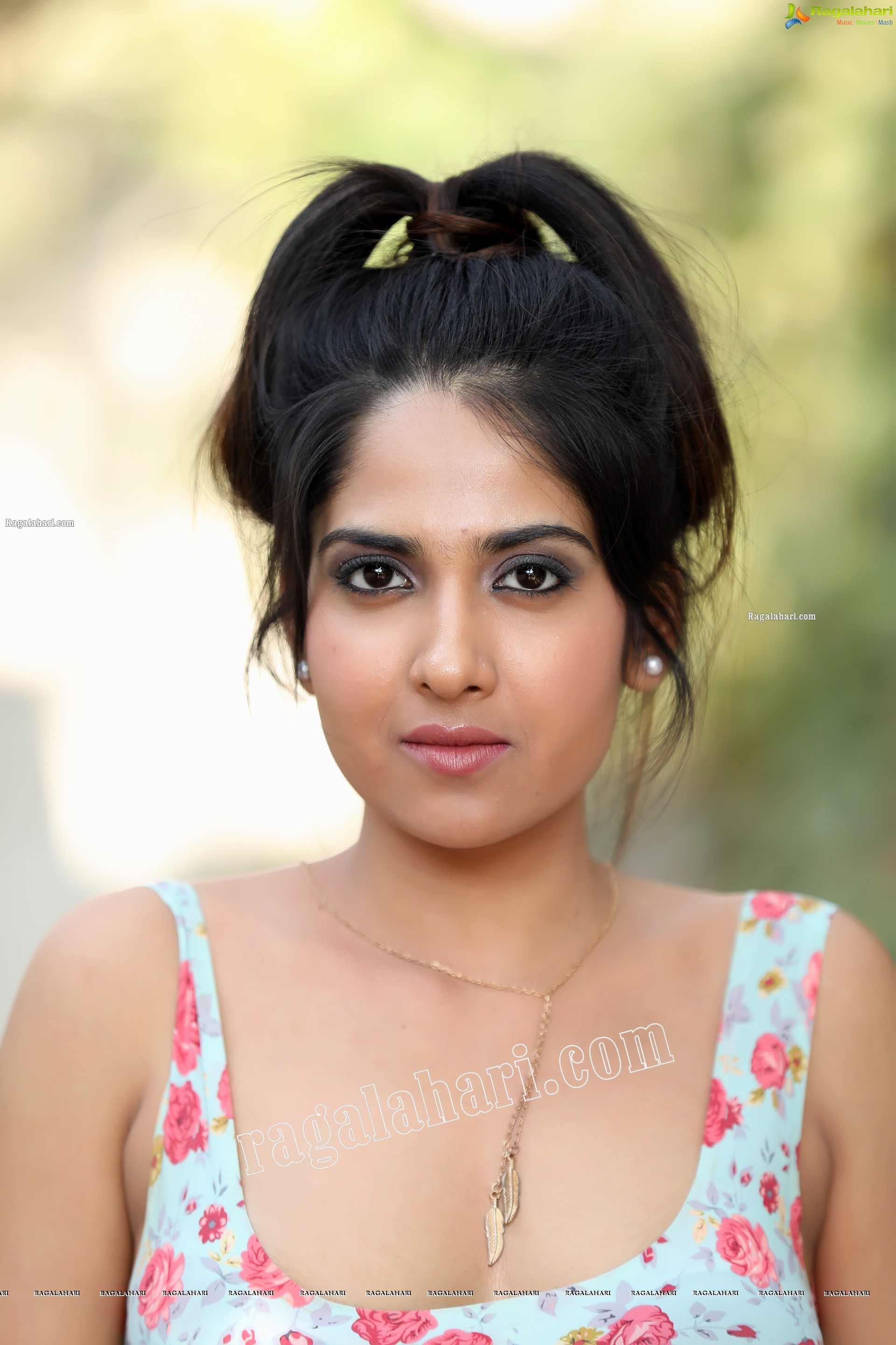 Simar Singh in Floral Crop Top and Denim Shorts Exclusive Photo Shoot