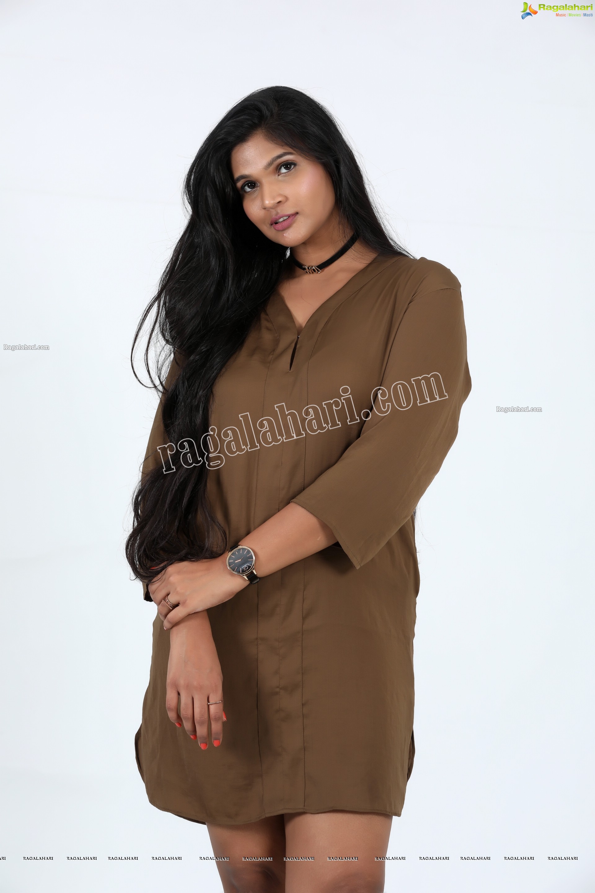 Twinkle Thomala in Brown Hi-Low Hem Tunic Exclusive Photo Shoot