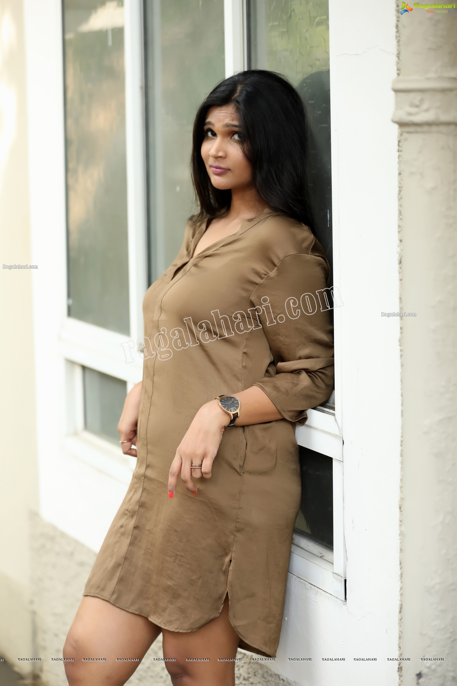 Twinkle Thomala in Brown Hi-Low Hem Tunic Exclusive Photo Shoot