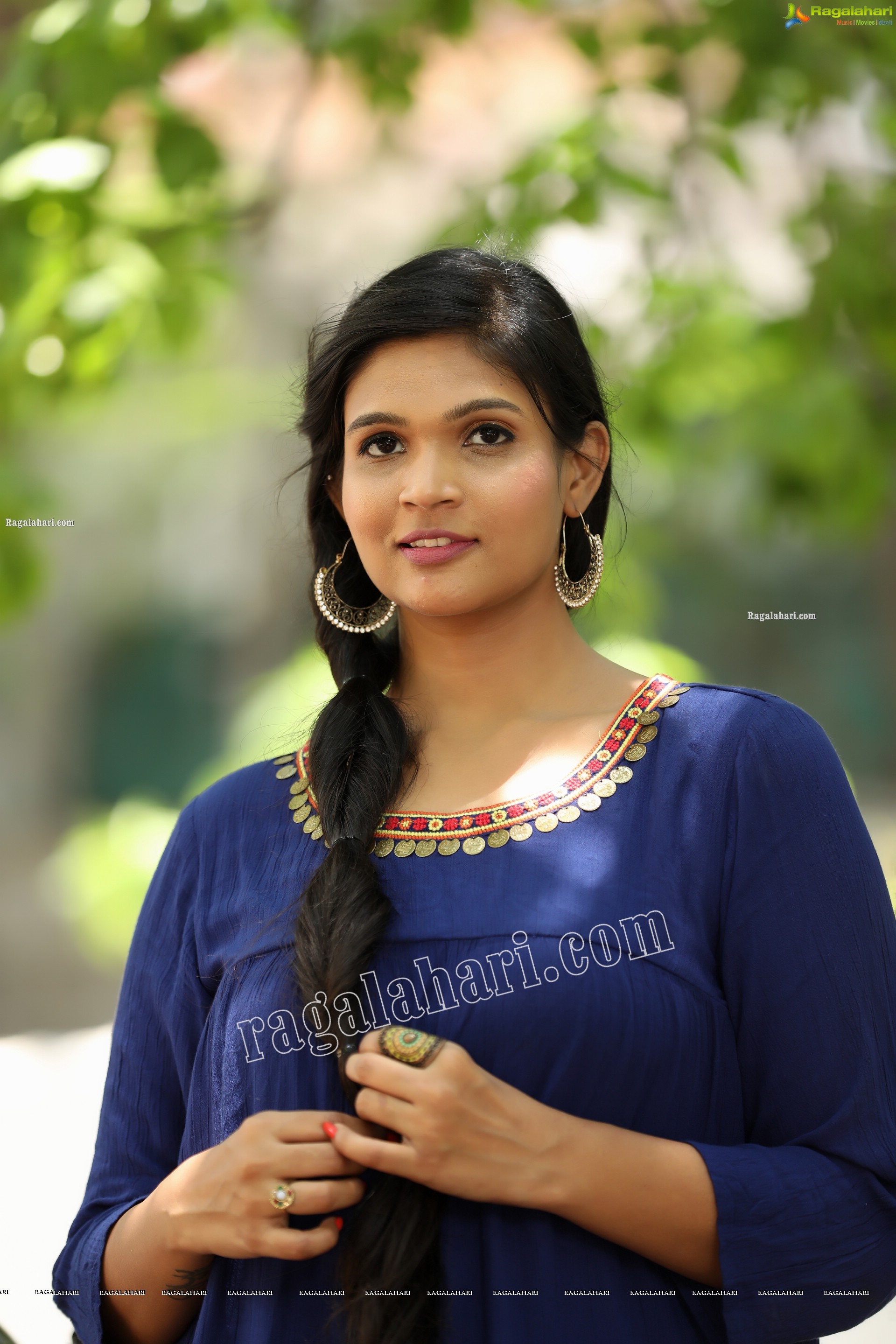 Twinkle Thomala in Navy Blue Tunic Dress Exclusive Photo Shoot