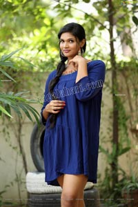 Twinkle Thomala in Navy Blue Tunic Dress