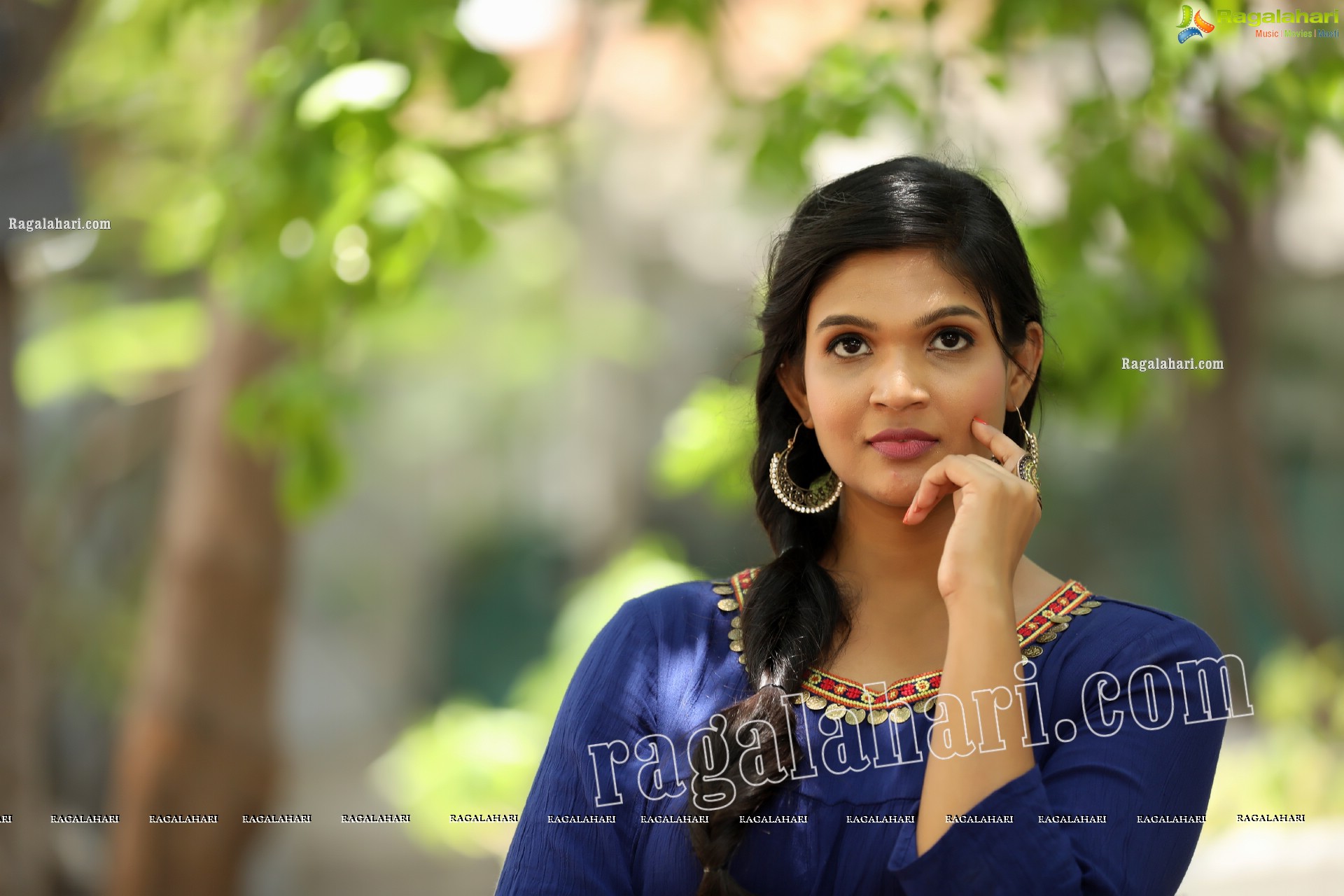 Twinkle Thomala in Navy Blue Tunic Dress Exclusive Photo Shoot