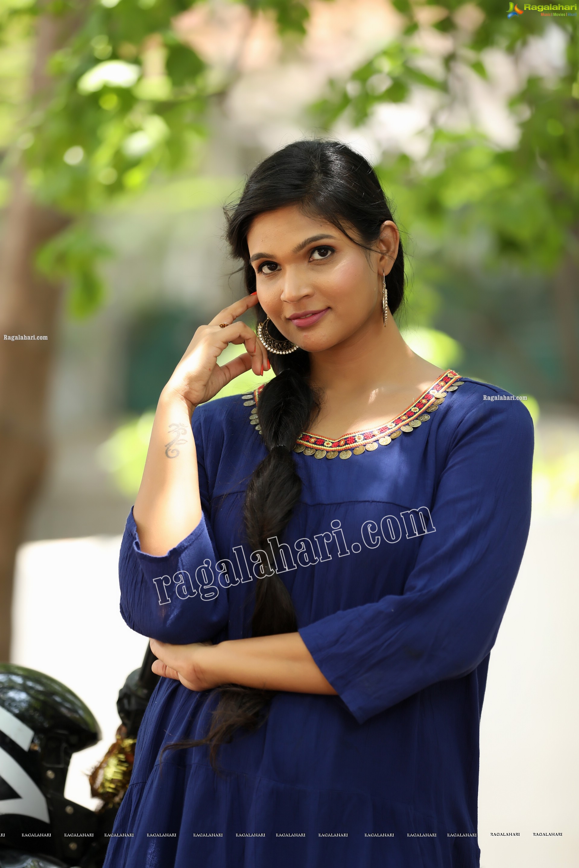 Twinkle Thomala in Navy Blue Tunic Dress Exclusive Photo Shoot